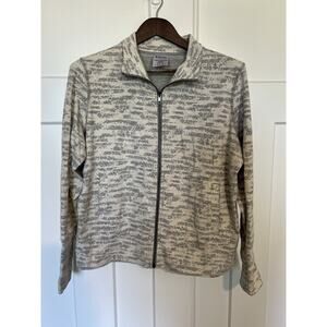 Zyia Active Jacket Womens Large Cream Gray Combo Athleisure Workout Casual Gym